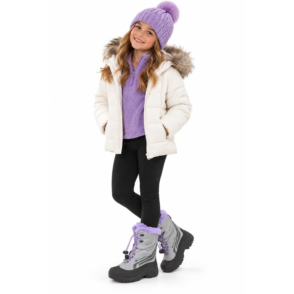 COLUMBIA Kids Bugaboot Waterproof 400g Insulated Snow Boots Gray Purple Size 2